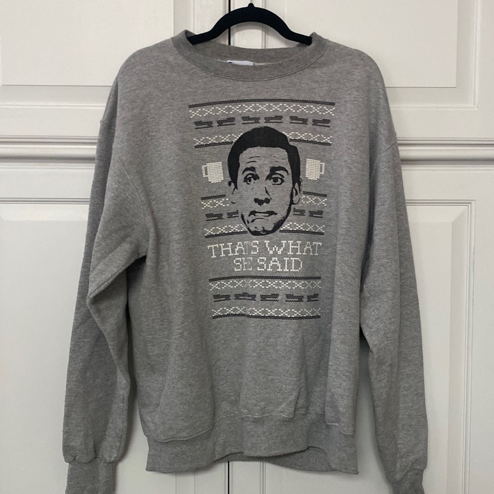 Grey “That’s What She Said” crew neck sweatshirt from Champion